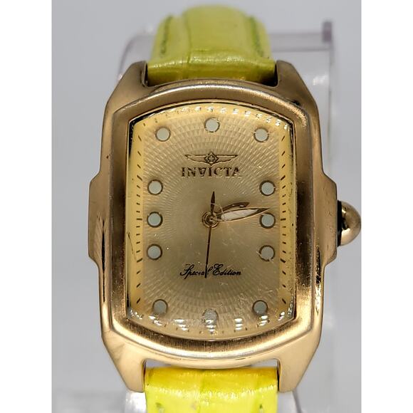 Invicta Special Edition Gold-Tone Watch with Yellow Leather Strap - Picture 5 of 9